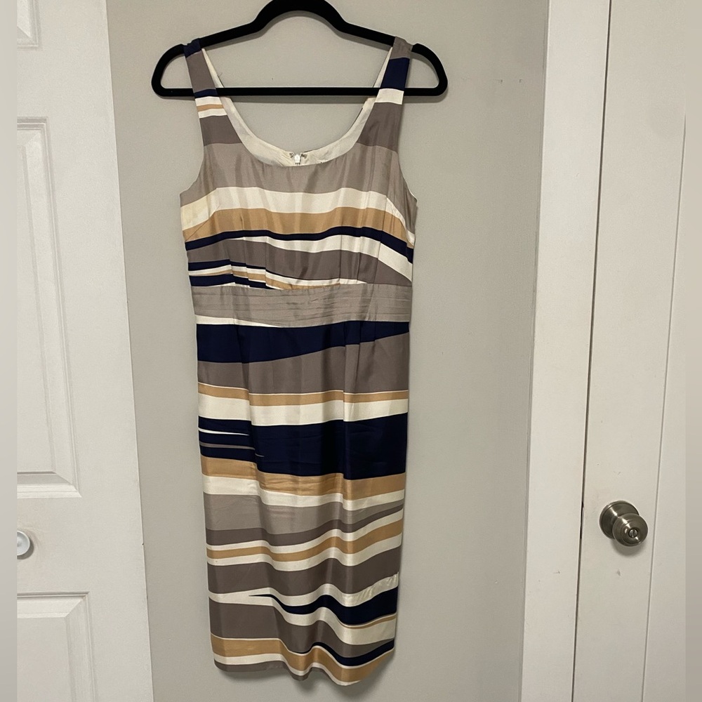 Striped Silk Sleeveless Dress